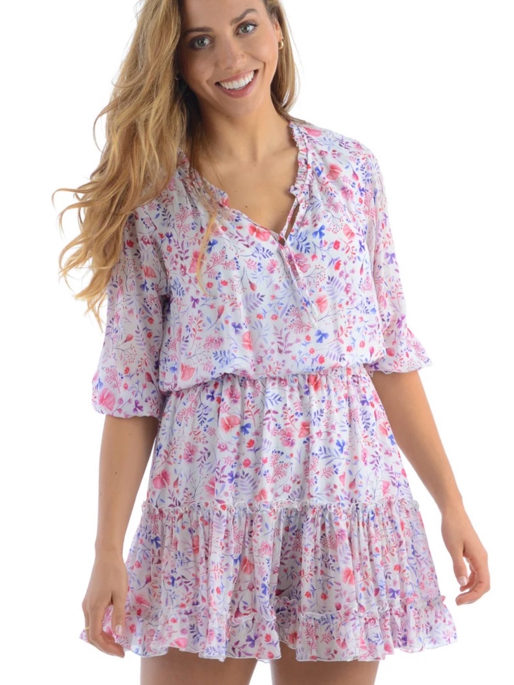 Walker&Wade Ibiza Dress in Azur Floral Patten